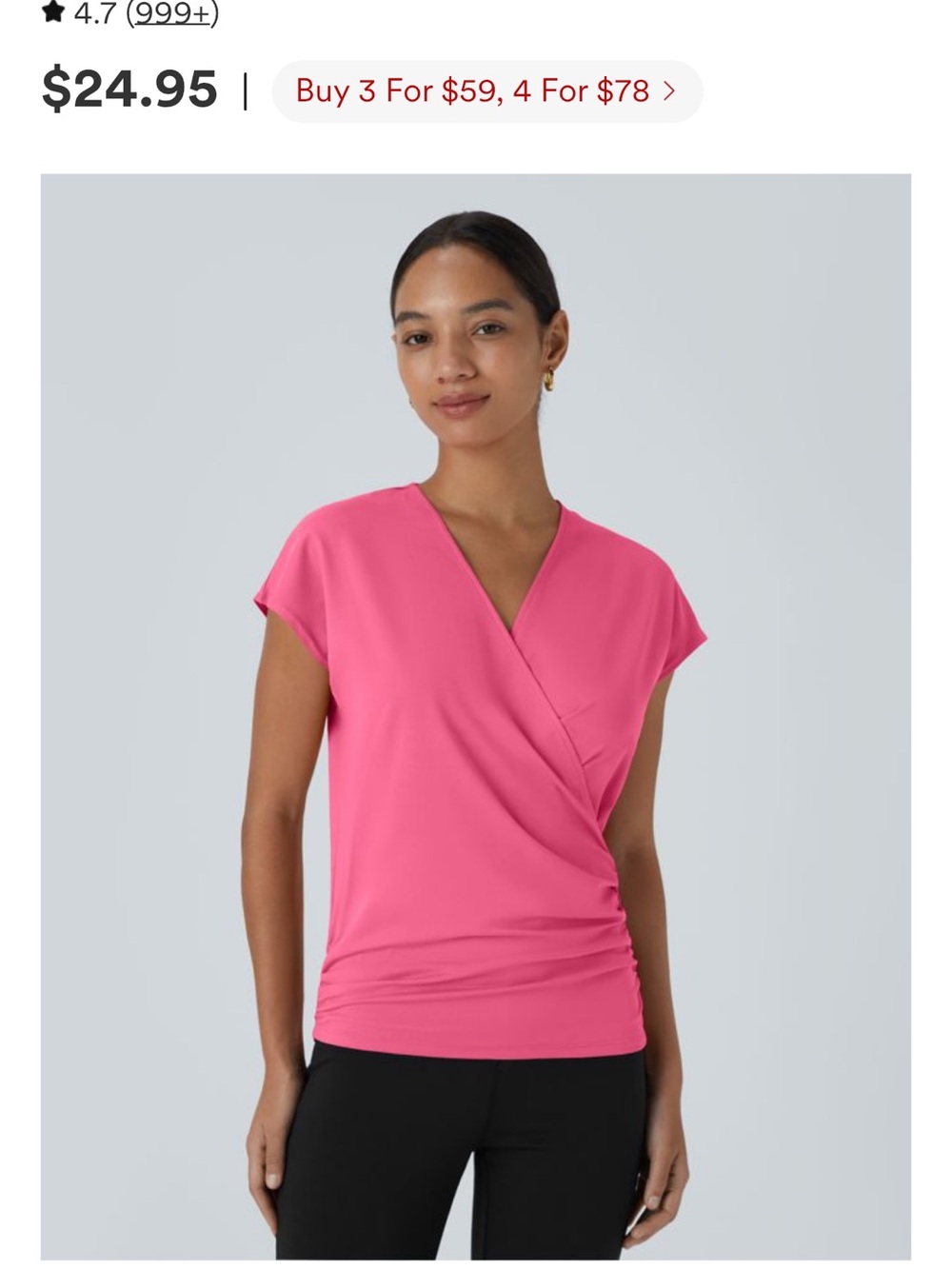 HALARA Hot Pink Surplice Draped V-Neck Top